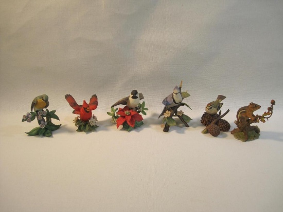 Five Lenox Bird Figurines Plus Chipmunk