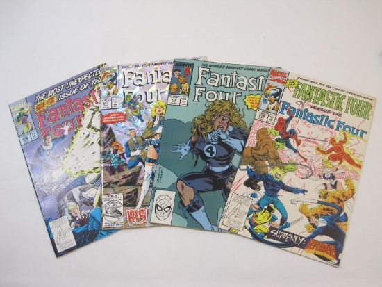 Four Fantastic Four Comic Books Nos. 332 and 374-376, Nov 1989-May 1993, Marvel Comics, 11 oz