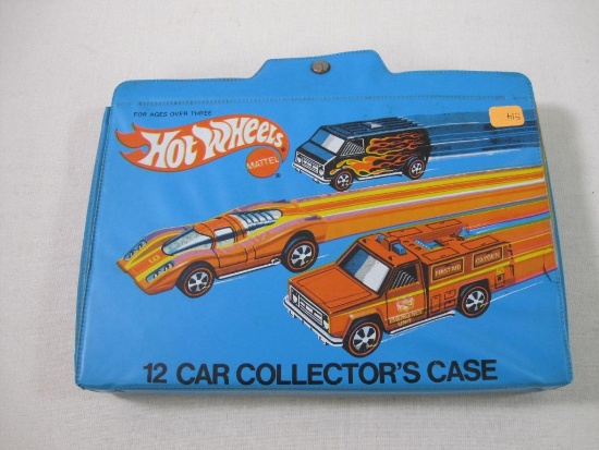 Hot Wheels 12 Car Collector's Case, 1975, with 13 Die Cast Cars including "Jet Threat" 1970, "Hemi