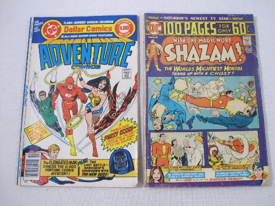 Two DC Comic Books including Shazam #17 Apr 1975, Adventure Comics #459, Oct 1978, 7 oz