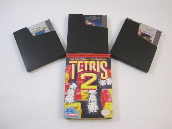 Four Nintendo NES Games including Tetris 2 (with box and instructions), Castlevania II Simon's