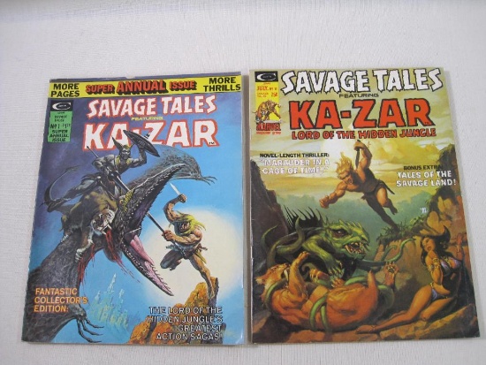 Two Magazines, Includes Savage Tales Featuring Kazaar V1 11 and 12 1975, Issue 12 is Super Annual