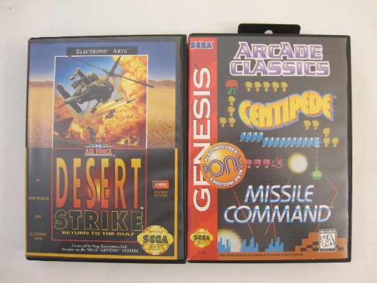 Two Sega Genesis Games: Arcade Classics with Centipede and Missile Command and Desert Strike Return