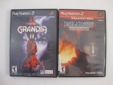 Two PlayStation 2 Games: Final Fantasy VII Dirge of Cerberus and Grandia II, with booklets, games
