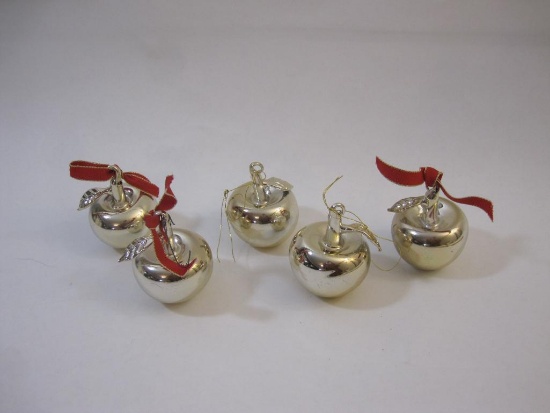 Set of 5 Midwest Metallic Glass Apple Ornaments, Taiwan, 3 oz