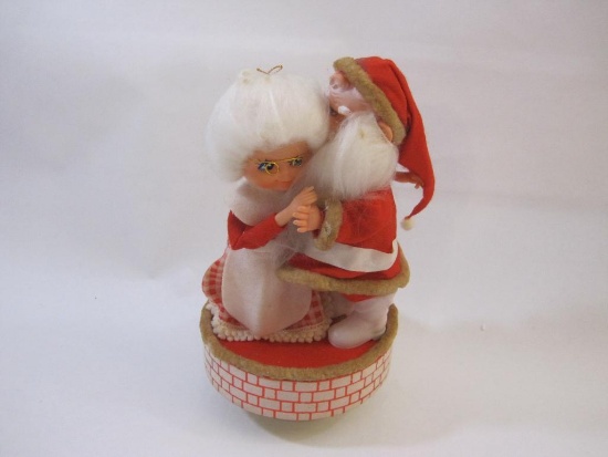 Vintage Santa and Mrs. Claus Dancing Music Box, made in Japan, plays Silent Night, 8 oz