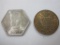 Two Coins, Egyptian 1944 Silver 2 Qirsh Coin with Suriname 1962 1 Cent