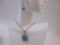 Sterling Silver Turquoise Necklace and Earrings Set, 16.0 g total weight