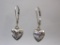 14K White Gold Textured Heart Lever Back Earrings, 1.1 g