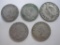 Five UK Great Britain Coins includes Three George VI Coins, 1948, 1950 Two Shillings, 1050 Half