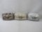 Three Kathy Van Zeeland Clutches, Colors Include Bone, Bronze and Silver, In original Shipping Bag,