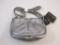 Small B Makowsky Pewter Leather Purse with branded storage bag, 10 oz