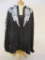 New Bob Mackie Black Button Down Sheer Shirt with White Embroidered Design and Tank, XL, 9 oz