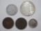 Five Netherlands Coins including 1918 Silver 25 Cents, 1965 Silver 1 Gulden, and more