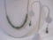 Sterling Silver and Green Stone Necklace and Earring Set