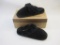 Lamo Design Footwear Black Leather/Fleece Shoes/Slippers, size Large, new in box, 1 lb 10 oz