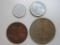 Four Asian Coins includes 1940 China Republic 1 Fen, 1955 China Nationalist 1 Chio, 1944 Us