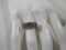 Sterling Silver Heart Scroll Ring with Amethyst Gemstones, size 6.5, 3.1 g total weight
