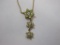 Beautiful 14K Gold Three Flower Necklace with Green Gemstones, 2.9 g total weight