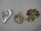 Three Seasonal Pins including heart and Christmas bells from JJ and more, 2 oz