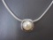 Sterling Silver Rolled Chain Necklace with Pearl Pendant, 10.2 g total weight
