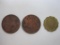 Three British India Coins includes 1832 One Quarter Anna, 1835 One Quarter Anna, 1945 George VI 1