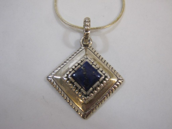 Sterling Silver Carol Felley Lapis Lazuli Pendant and Necklace, 11.1 g total weight