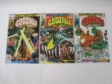 Three Godzilla King of Monsters Comics by Marvel Comics Group, Includes Godzilla Vol 2 No 2-4 Sept-