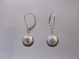 14K White Gold Hammered Ball Lever Back Earrings, 1.3 g