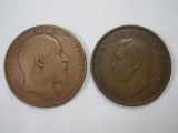 Two Great Britain 1 Penny Coins: 1907 & 1947