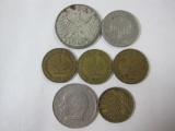 Assorted German Coins including 1958 2 Marks, 1924 10 Rentenpfennig, 1950 10 Pfennig and more