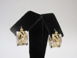 14K Gold Two Tone Hoop Earrings, 2.4 g