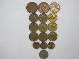Coins of Mexico includes 1938 Five Centavos, 1944, 1953 Cinco Centavos, 1958 One Centavos and others
