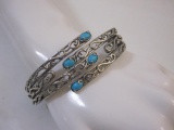 Sterling Silver Carolyn Pollack Sleeping Beauty Turquoise Bypass Cuff Bracelet in branded box, 43.1