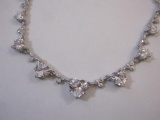 Judith Ripka Sterling Silver CZ Heart Necklace with branded pouch and box, 11.3 g