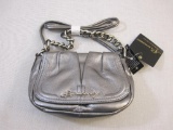 Small B Makowsky Pewter Leather Purse with branded storage bag, 10 oz
