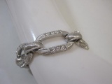Judith Ripka Sterling Silver CZ Statement Link Bracelet with branded pouch and box, 50.5 g