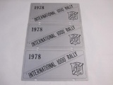 Three 1978 MG Car Club International 1000 Rally Metal Engraved License Plates, 1 lb 7 oz