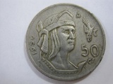 1950 Mexico Estados Unidos Silver 50 Centavos Coin