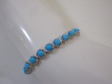 Sterling Silver and Turquoise Tennis Bracelet, 17.1 g