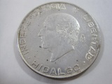 1957 Hidalgo Mexico Silver 5 Pesos Coin