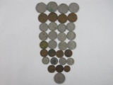 Coins of Great Britain including 1939 UK British Farthing, 1954 Elizabeth II Three Pence, 1960