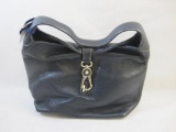 New Dooney & Bourke Navy Pebble Leather Logo Lock Shoulder Bag with coin purse and branded storage