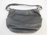 New Tignanello Black Pebble Leather Hobo Purse with Braided Accent on Strap, 1 lb 6 oz