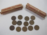 Two Rolls of Unsorted Wheat Pennies, see pictures for details