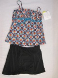 It Figures Moroccan Tile Hip Hider Drawstring Skirtini Swimsuit, size 14, 11 oz