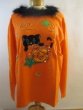 New Quaker Factory Halloween Trick or Treat Sweater, size large, 14 oz