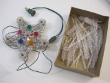 Vintage Christmas Star Tree Top in original box and Assorted Icicle Ornaments, AS IS, 12 oz