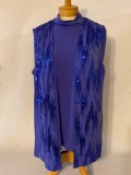 New Bob Mackie Imperial Purple Sequin Sweater Set, size large, 1 lb 4 oz