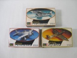 Three Revell 1/72 Scale Model Kits includes P-51D Mustang No. H47, P-470 Thunderbolt No. H-48,